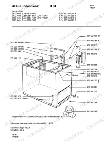 Взрыв-схема холодильника Aeg ARC2672-2 GT - Схема узла Housing 001