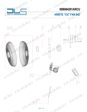 Схема №1 FAN с изображением Моторчик для обогревателя (вентилятора) ARIETE AT3065731000