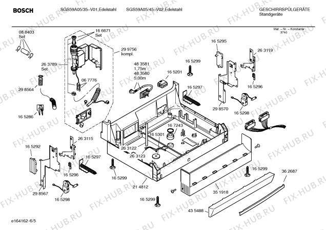 Взрыв-схема посудомоечной машины Bosch SGS59A05 Silence comfort - Схема узла 05