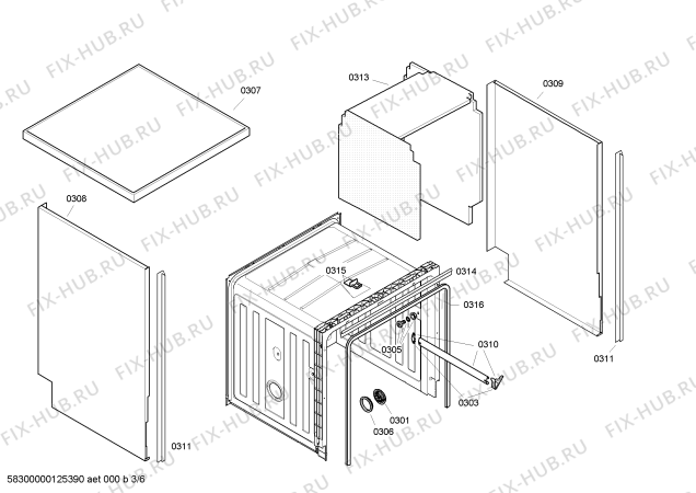 Взрыв-схема посудомоечной машины Bosch SGS55E02ZA - Схема узла 03