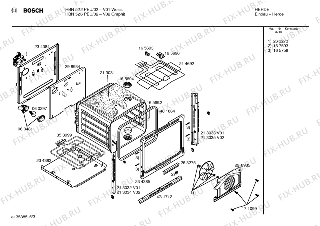 Схема №3 HBN526PEU с изображением Панель управления для плиты (духовки) Bosch 00362098