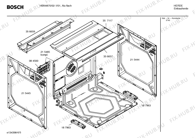 Схема №5 HBN4870 Bosch с изображением Панель управления для духового шкафа Bosch 00362018