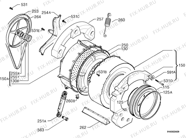 Взрыв-схема стиральной машины Aeg Electrolux L70786VT - Схема узла Functional parts 267