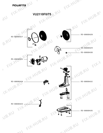 Схема №1 VU2110F0/75 с изображением Подрешетка для обогревателя (вентилятора) Rowenta FS-00000428