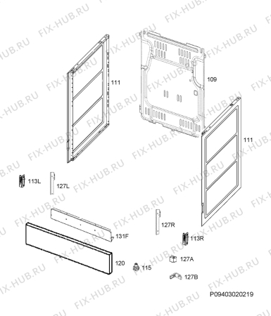 Взрыв-схема плиты (духовки) Electrolux EKI64500OX - Схема узла Housing 001