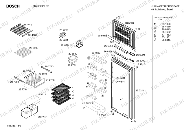 Схема №3 KSV4320NE с изображением Дверь для холодильной камеры Bosch 00235214