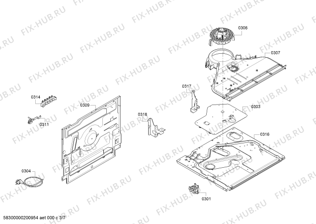 Взрыв-схема плиты (духовки) Siemens HX423210N - Схема узла 03