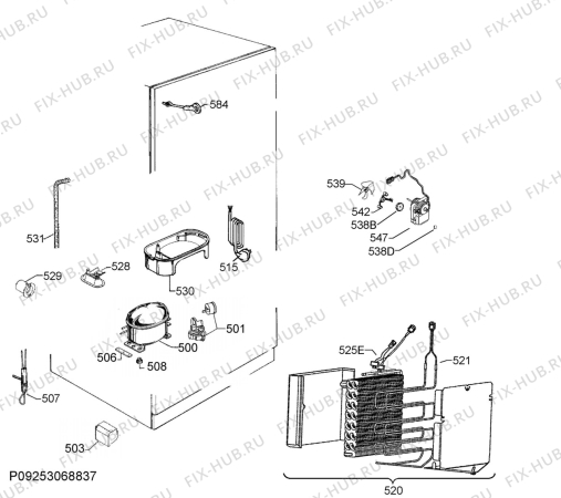 Взрыв-схема холодильника Rosenlew RJP4732 - Схема узла Cooling system 017