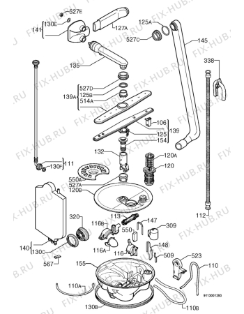 Взрыв-схема посудомоечной машины Rex RSM1P - Схема узла Hydraulic System 272