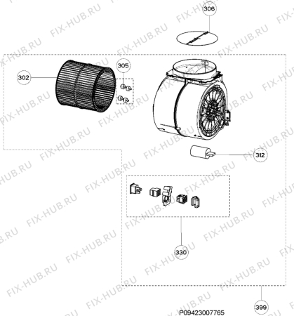 Взрыв-схема вытяжки Aeg Electrolux DK6390-M - Схема узла Section 3