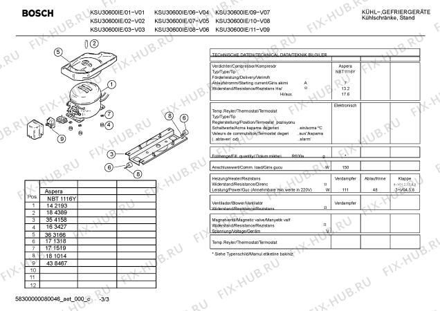 Схема №3 KSU40600GB с изображением Инструкция по эксплуатации для холодильной камеры Bosch 00529447