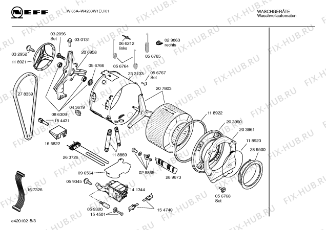 Взрыв-схема стиральной машины Neff W4280W1EU WI65A - Схема узла 03