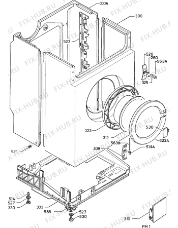 Взрыв-схема стиральной машины Zoppas PR99A - Схема узла Cabinet + armatures