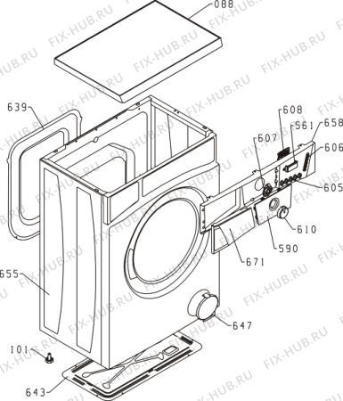 Схема №1 WS52125 (285386, PS25/120) с изображением Обшивка для стиральной машины Gorenje 300242