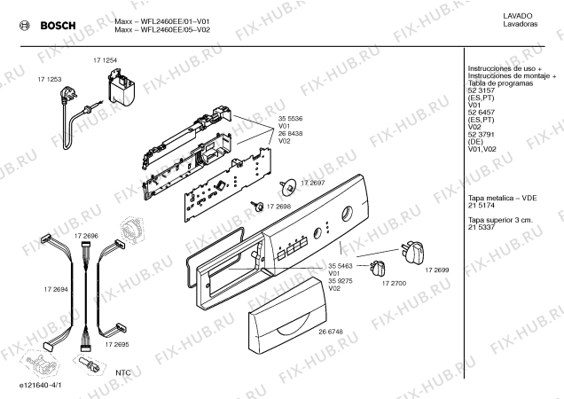 Схема №3 WFL2460EE Maxx WFL2460 с изображением Панель управления для стиральной машины Bosch 00355463