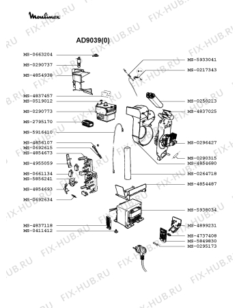 Взрыв-схема микроволновой печи Moulinex AD9039(0) - Схема узла PP002360.5P3