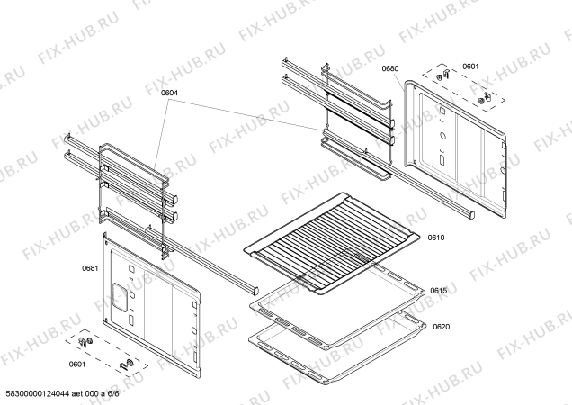 Взрыв-схема плиты (духовки) Bosch HBN57L651T - Схема узла 06