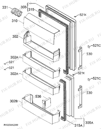 Взрыв-схема холодильника Electrolux EN93601JW - Схема узла Door 003