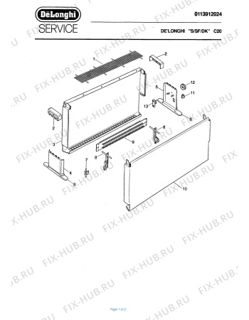 Схема №1 C20 с изображением Обшивка для электрообогревателя DELONGHI 710040