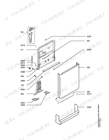 Взрыв-схема посудомоечной машины Electrolux ESF6280 - Схема узла Door 003