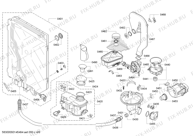 Взрыв-схема посудомоечной машины Bosch SBV68M30EU - Схема узла 04