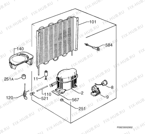 Взрыв-схема холодильника Blomberg KT1151 - Схема узла Cooling system 017