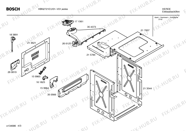 Схема №4 HEV2421EU с изображением Дверь для плиты (духовки) Bosch 00217276