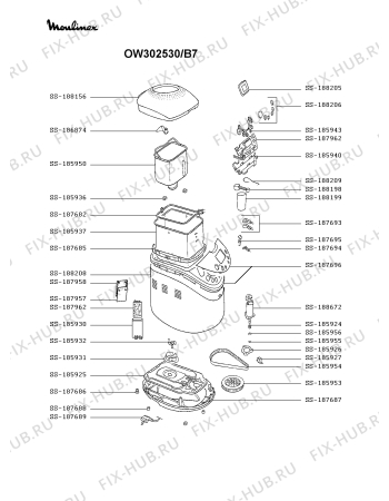 Схема №1 OW302000/B70 с изображением Часть корпуса для хлебопечки Moulinex SS-187696