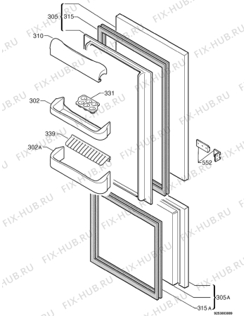 Взрыв-схема холодильника Electrolux (Alno) ER3130I - Схема узла Door 003