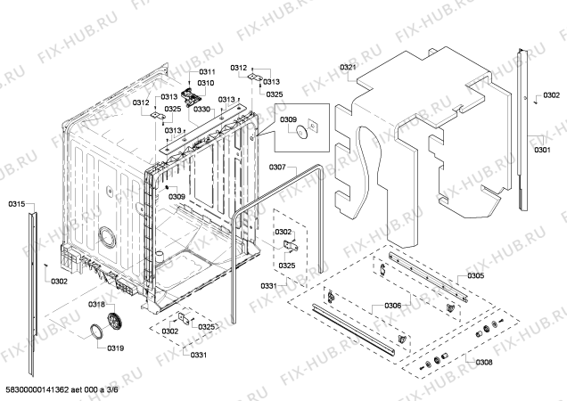 Взрыв-схема посудомоечной машины Bosch SHX6AP05UC - Схема узла 03