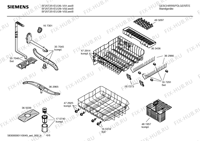 Схема №6 SF25T251EU с изображением Краткая инструкция для посудомоечной машины Siemens 00590332