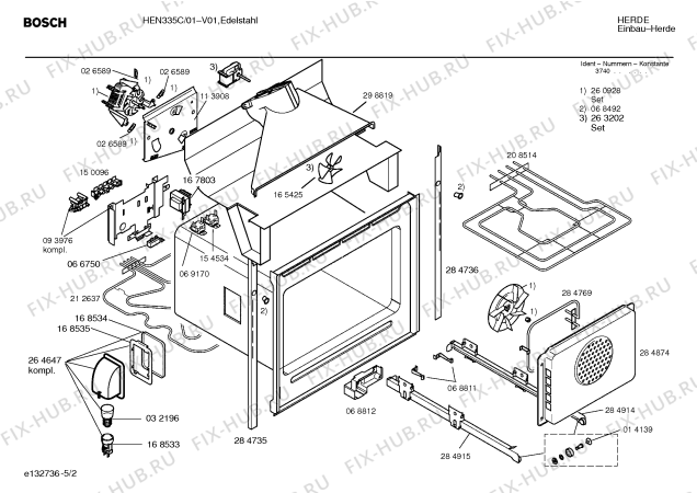 Взрыв-схема плиты (духовки) Bosch HEN335C - Схема узла 02