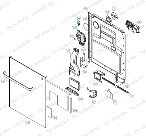 Взрыв-схема посудомоечной машины Asko D5654 CN   -Stainless (401573, DW90.2) - Схема узла 05