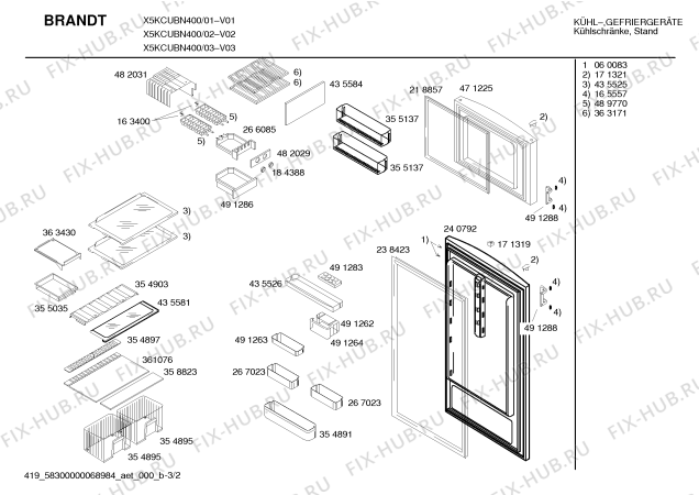 Схема №3 X5KCUBN400 с изображением Контейнер для холодильной камеры Bosch 00491263