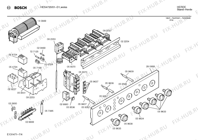 Схема №5 HEP4720 с изображением Кнопка для духового шкафа Bosch 00059637