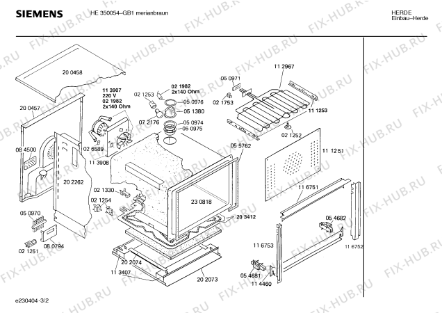 Взрыв-схема плиты (духовки) Siemens HE350054 - Схема узла 02