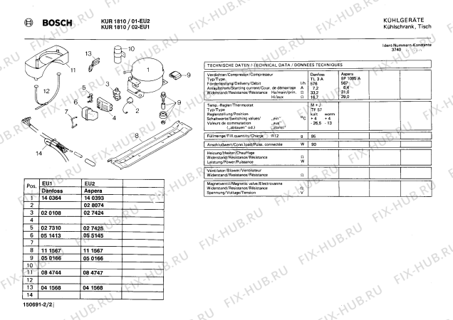 Взрыв-схема холодильника Bosch KUR1810 - Схема узла 02