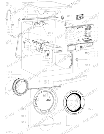 Схема №1 AWW 61200 с изображением Блок управления для стиралки Whirlpool 481010770780