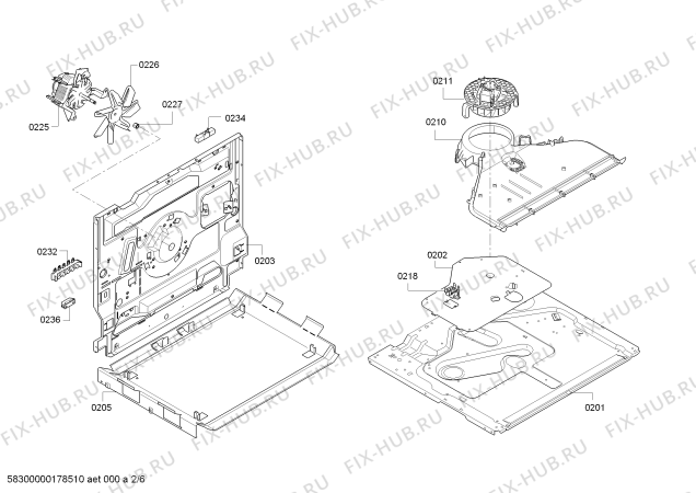 Взрыв-схема плиты (духовки) Bosch HEA20B221C - Схема узла 02