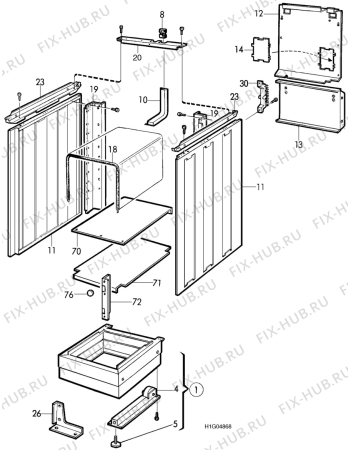 Взрыв-схема посудомоечной машины Electrolux EK5140 - Схема узла H10 Chassis