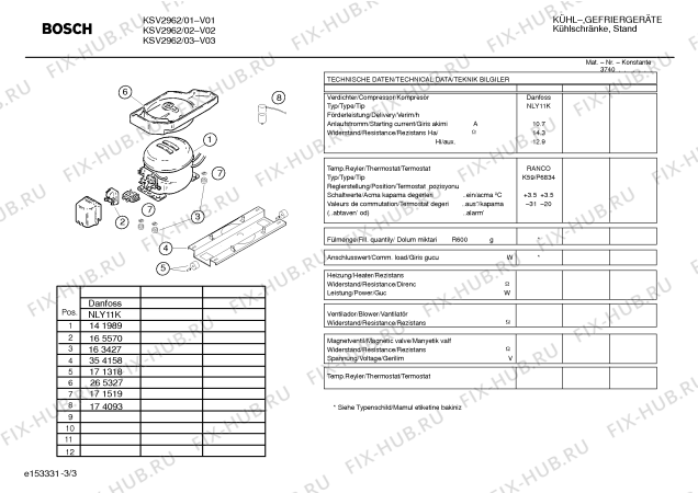 Схема №3 KSV2962 с изображением Панель управления для холодильника Bosch 00356467