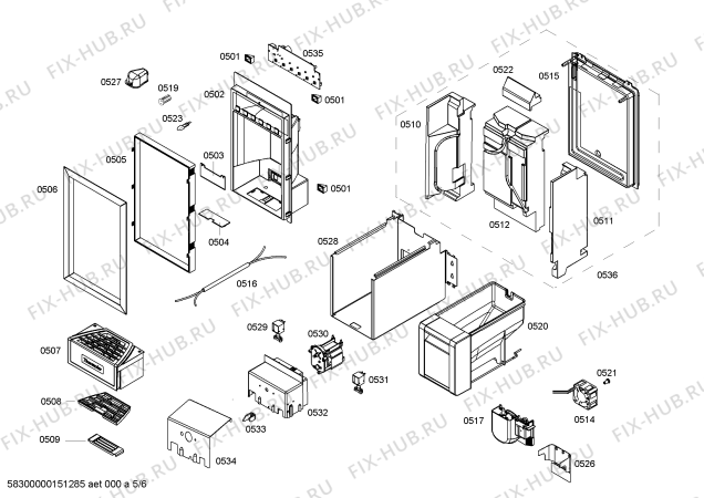 Схема №6 FI24DP30 с изображением Монтажный набор для холодильной камеры Bosch 00701082