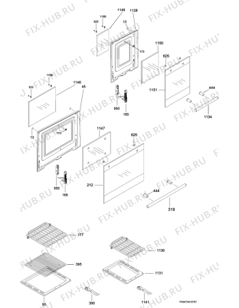 Взрыв-схема плиты (духовки) Zanussi Electrolux ZCM1030X - Схема узла Section 3