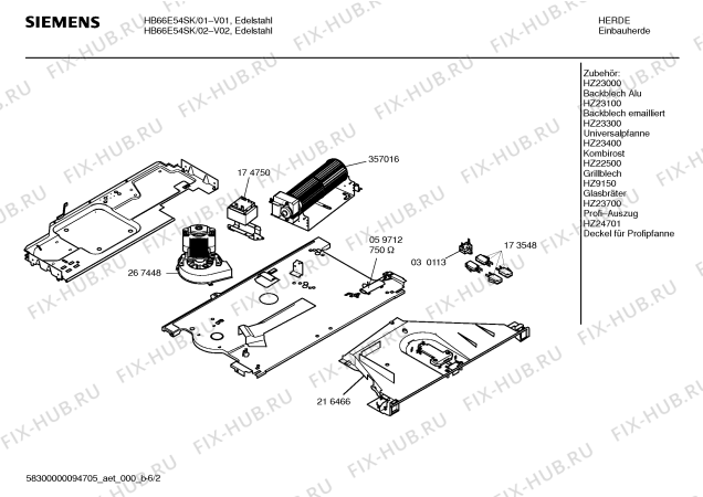 Схема №5 HB66E74SK с изображением Инструкция по эксплуатации для плиты (духовки) Siemens 00526917