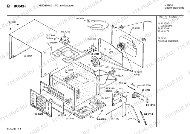 Взрыв-схема микроволновой печи Bosch HMG8501 - Схема узла 03