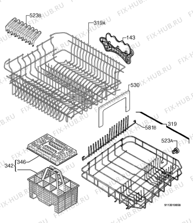 Взрыв-схема посудомоечной машины Electrolux ESF6226 - Схема узла Basket 160