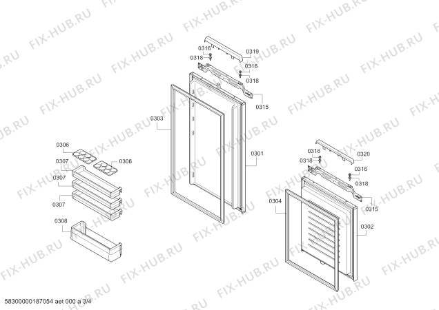 Схема №3 5CR28630 с изображением Панель для холодильника Bosch 11024984