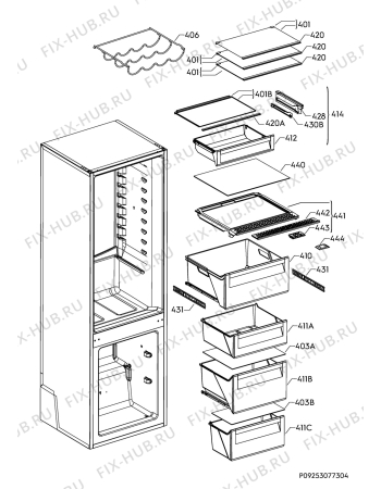 Взрыв-схема холодильника Electrolux EN3850NKX - Схема узла Internal parts