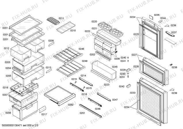 Схема №2 KK28F48U1W с изображением Крышка для холодильной камеры Siemens 00612008