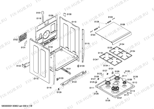 Схема №6 HM744506N с изображением Столешница для плиты (духовки) Siemens 00243706